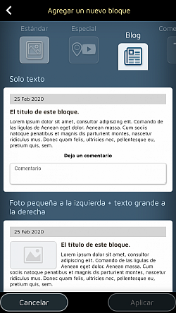 Haz entradas de blog con una sección opcional de fecha y comentarios.